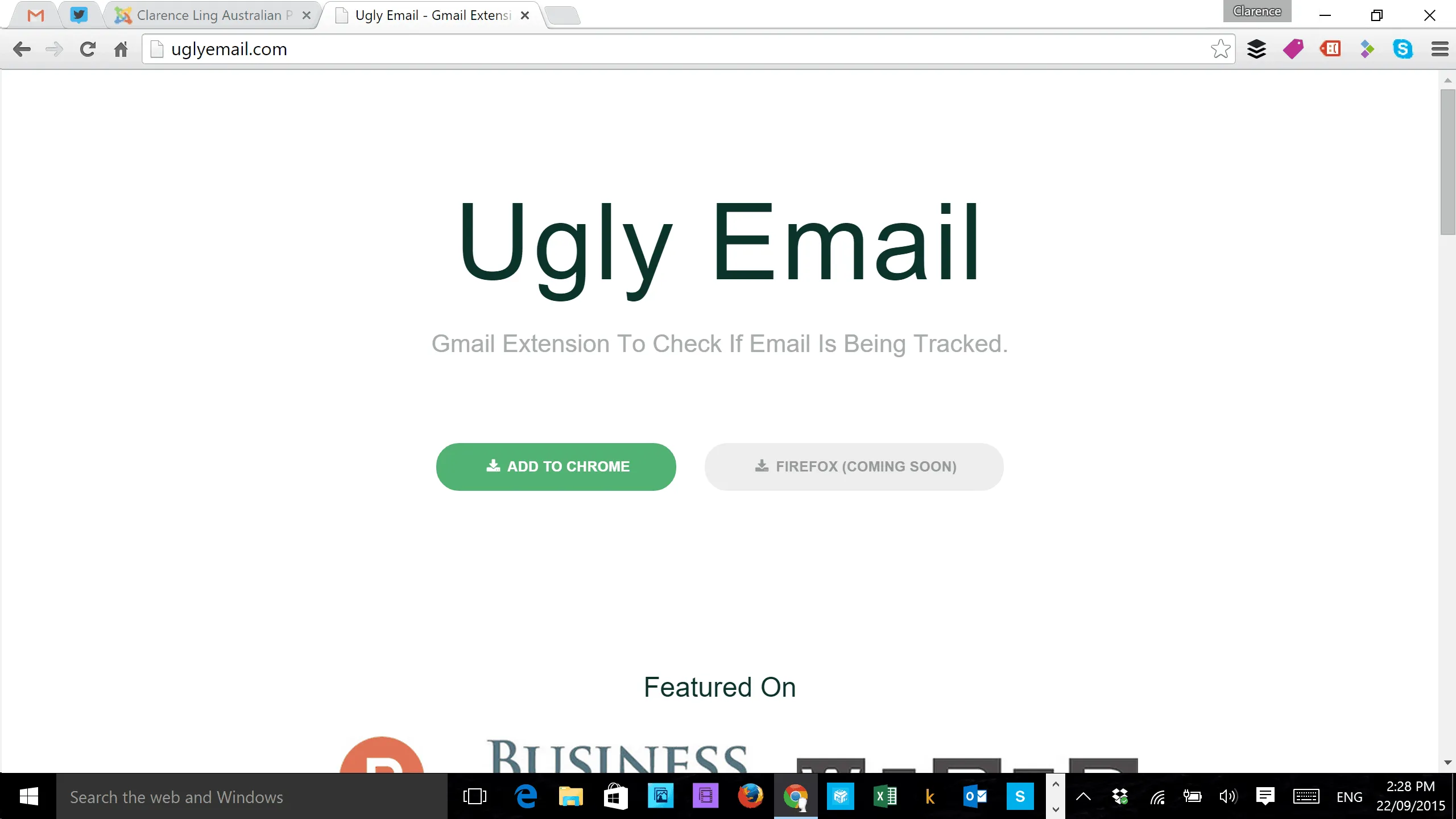 Ugly email google Chrome extension