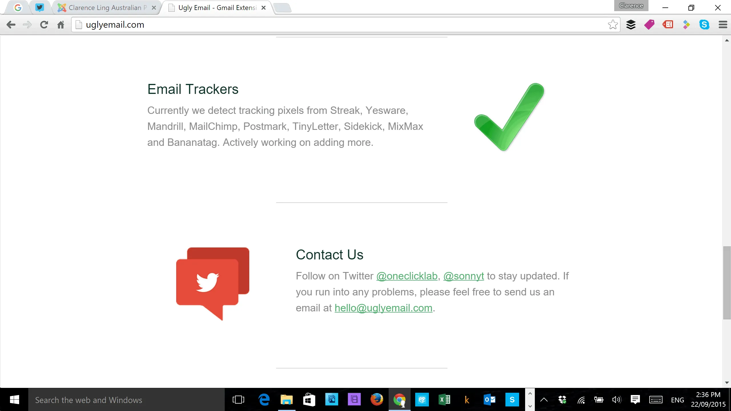 Ugly email email tracker